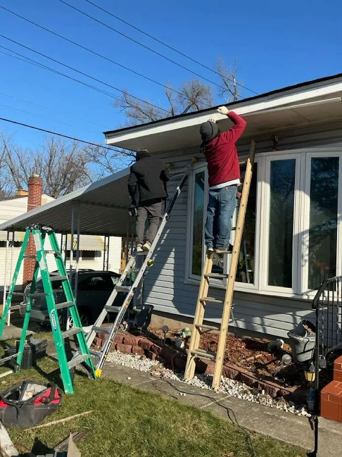 Restoration crew performing exterior repair in Jefferson Hills